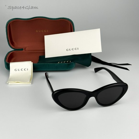 Gucci Women AUTHENTIC Sunglasses Black Grey Cat Eye GG1170S 001 BRAND NEW main image 8